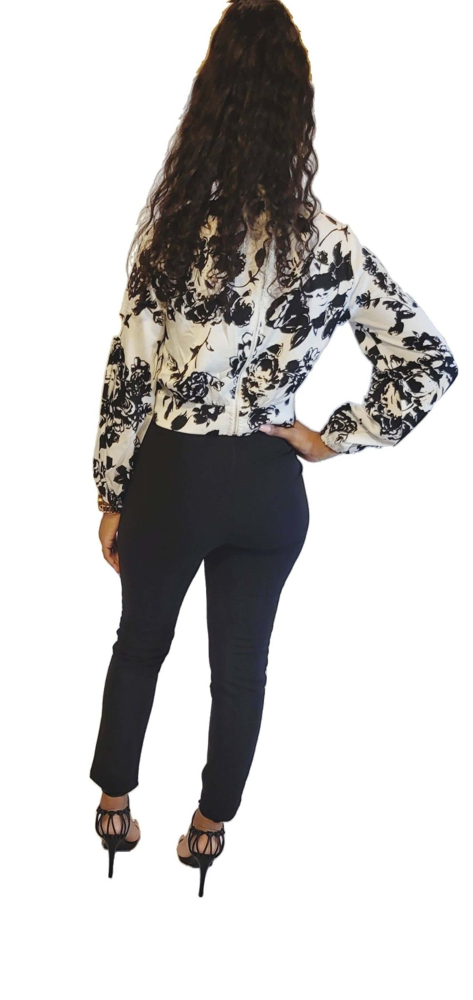 Black & White Blouse Floral Print Fashion - Sheer Sheek Modest Boutique