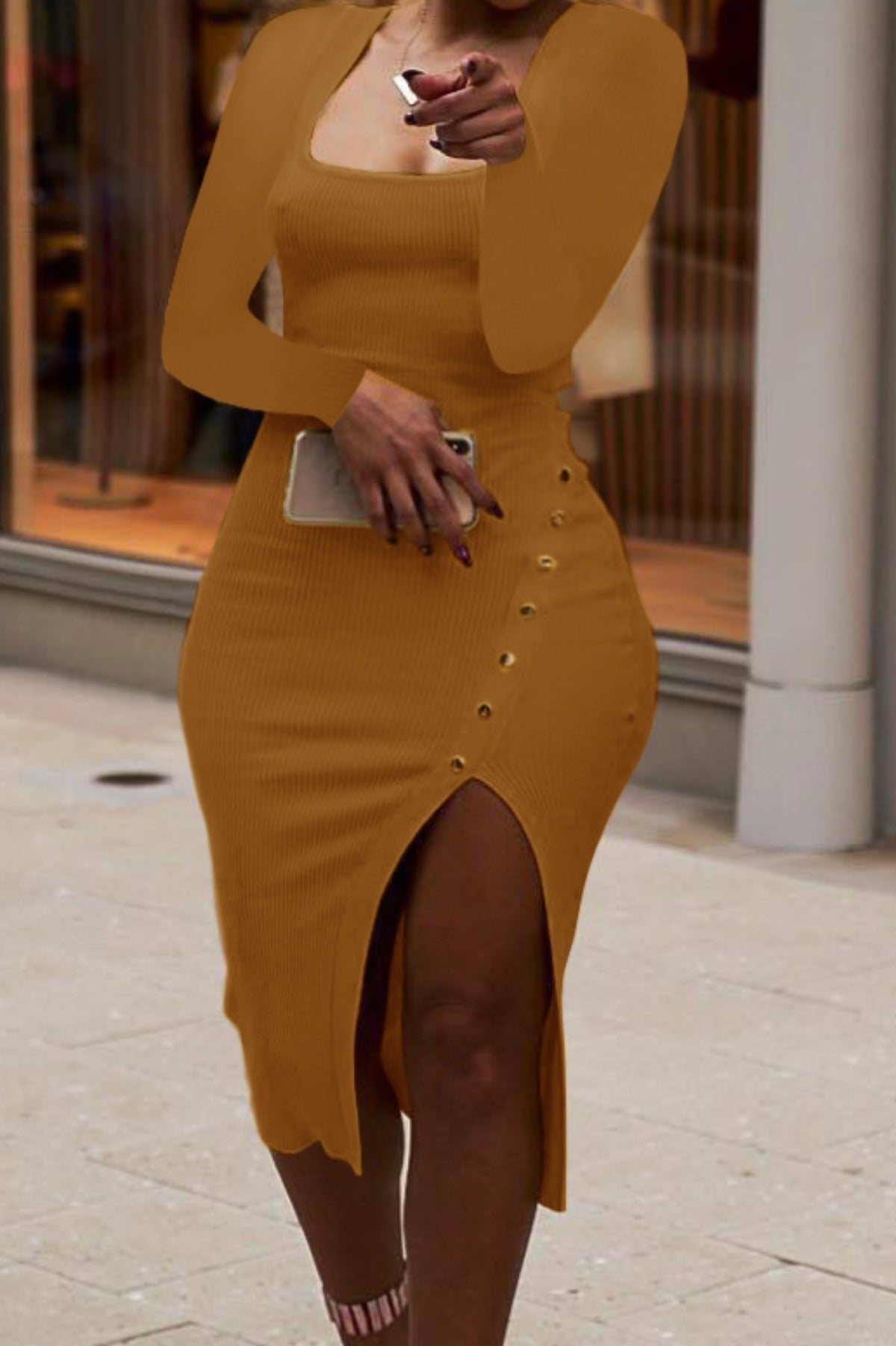 Bodycon Long Sleeve Dress - Sheer Sheek Modest Boutique