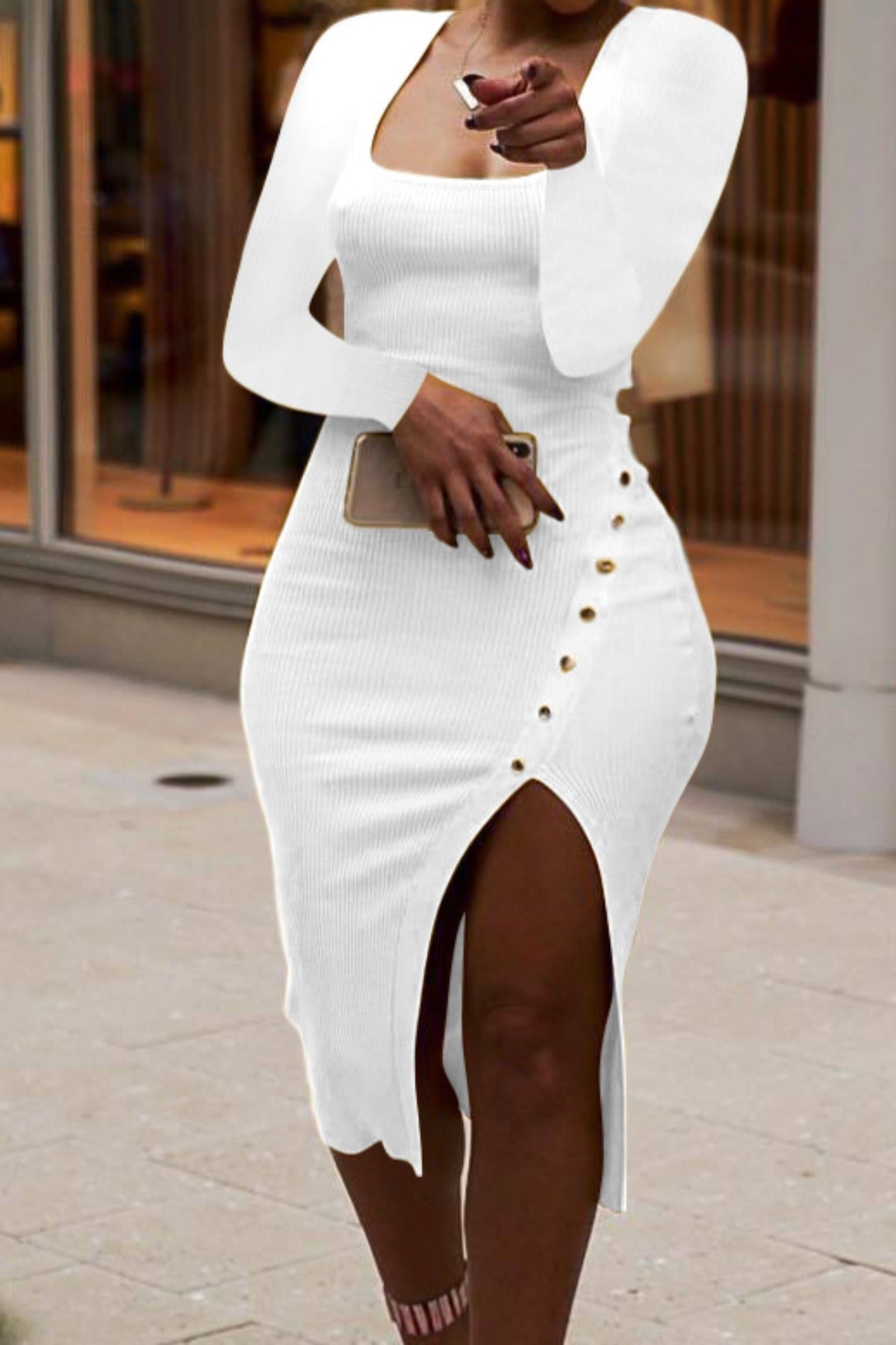 Bodycon Long Sleeve Dress - Sheer Sheek Modest Boutique