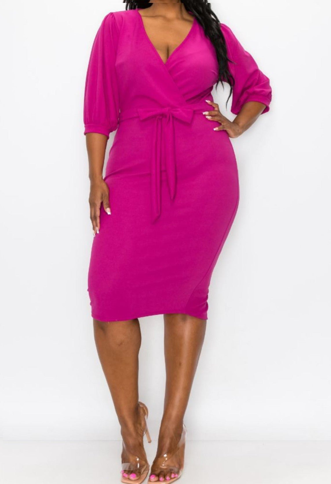 Don't Get It Twisted Magenta Dress - Sheer Sheek Modest Boutique