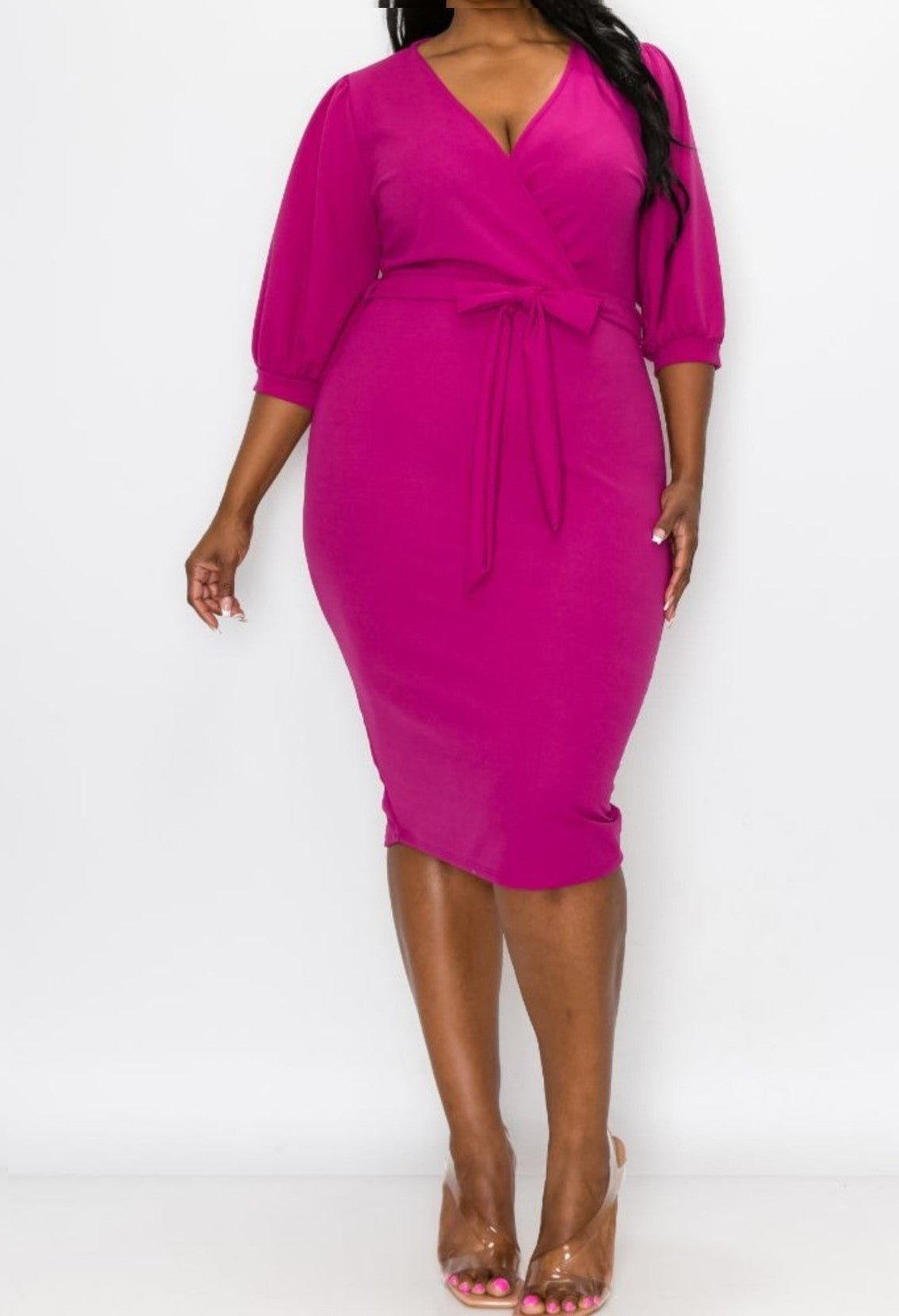 Don't Get It Twisted Magenta Dress - Sheer Sheek Modest Boutique