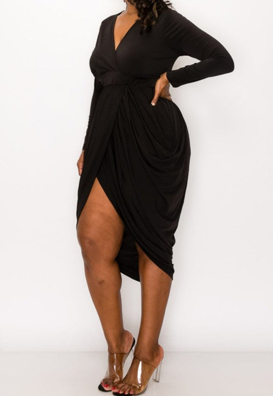 Drape All Over Me Black Dress - Sheer Sheek Modest Boutique