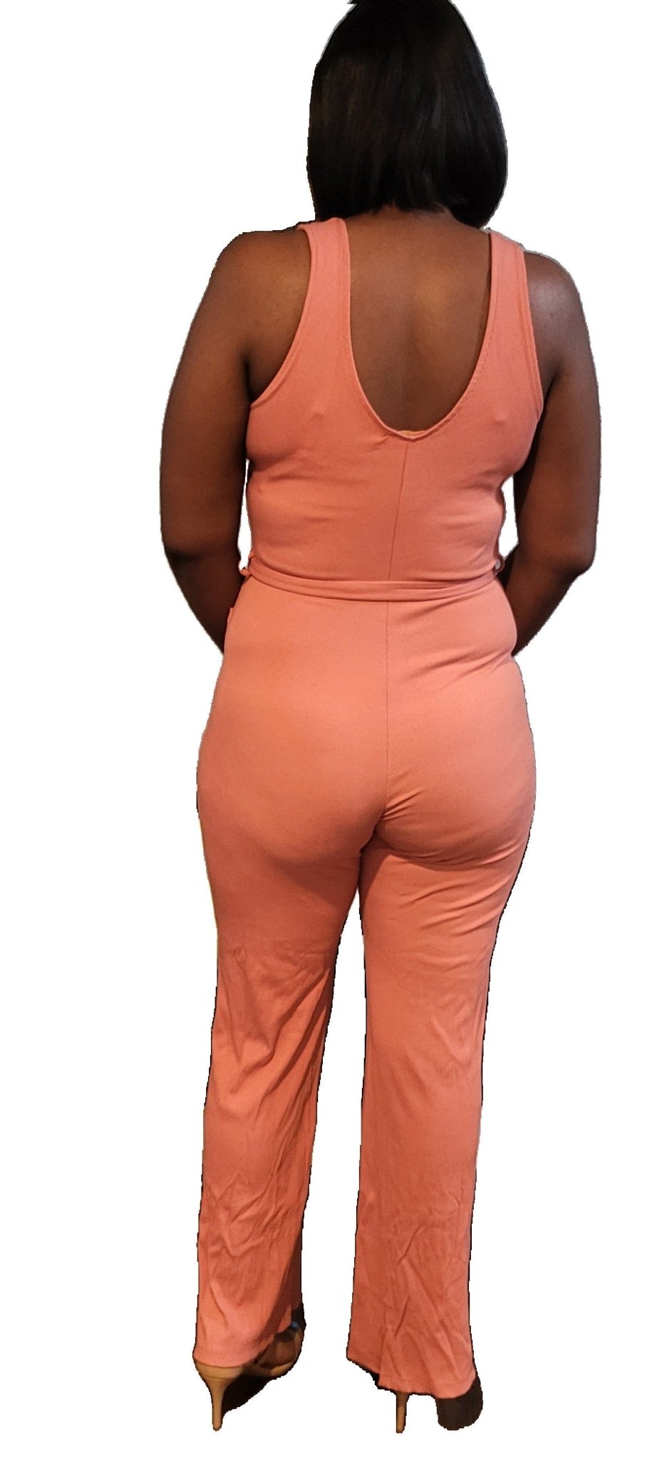 JUMPSUIT RIBBED BUTTON FRONT-TIE BELT-POCKETS - Sheer Sheek Modest Boutique