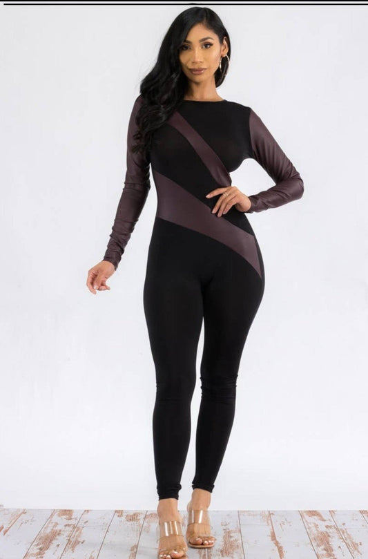 Long Sleeve Bodycon Jumpsuit - Sheer Sheek Modest Boutique