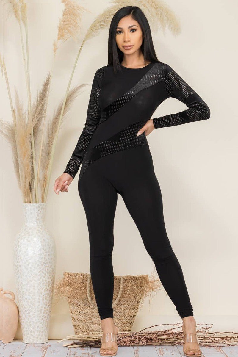 Long Sleeve Bodycon Sequin Catsuit - Sheer Sheek Modest Boutique