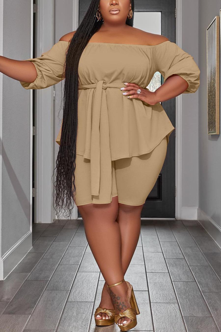 Off-Shoulder Shorts Set - Sheer Sheek Modest Boutique